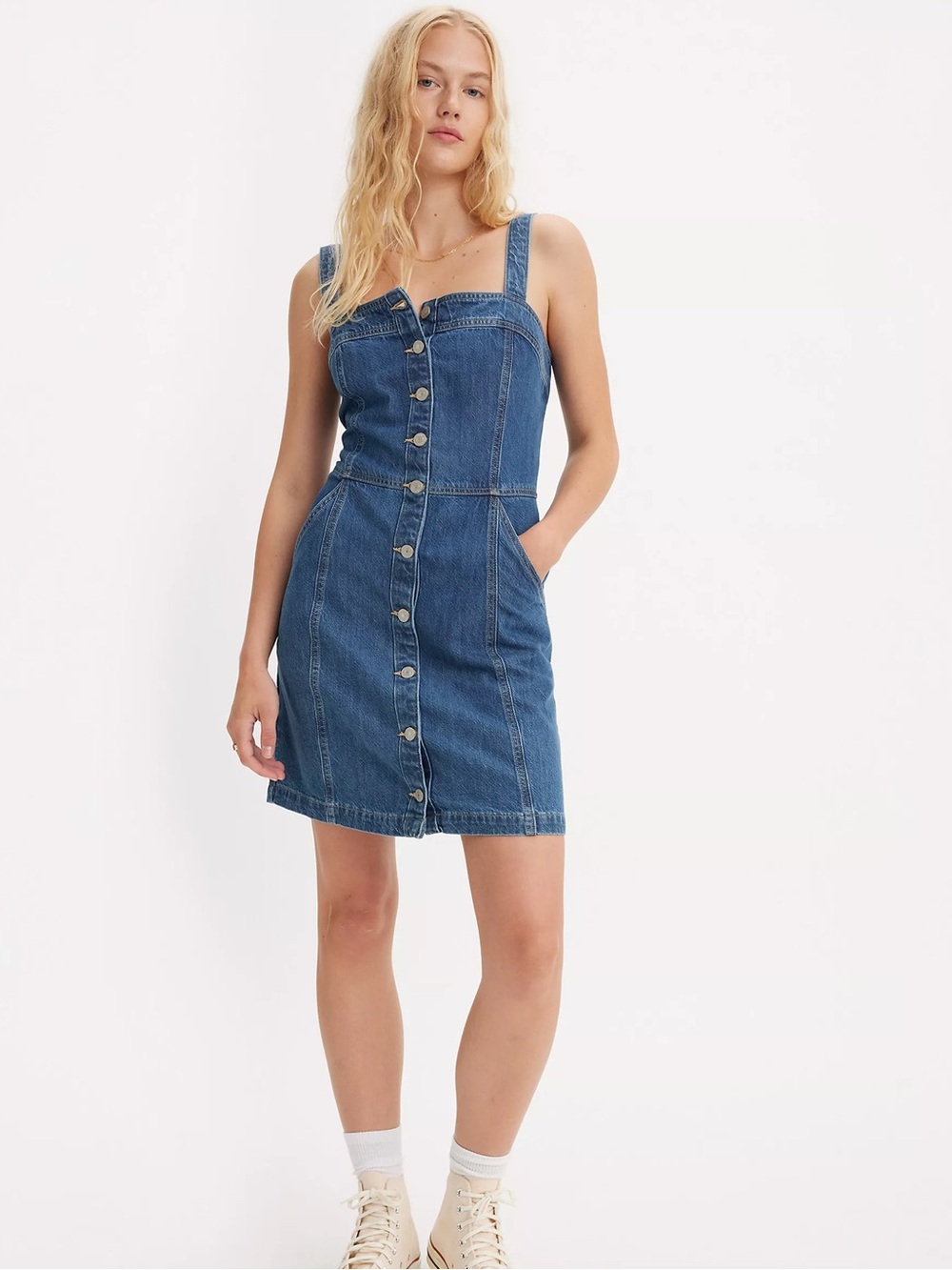 Levi's Blue Denim Button-Front Sundress